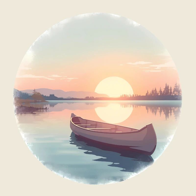 Coucher de soleil Lac Calme Canot