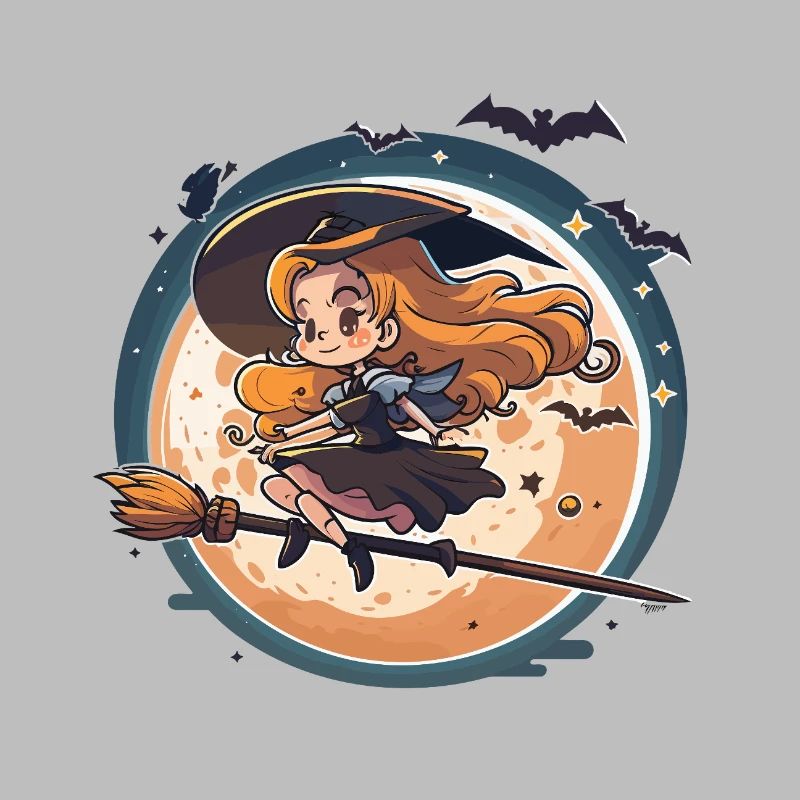 Moonlight Witch on Broom