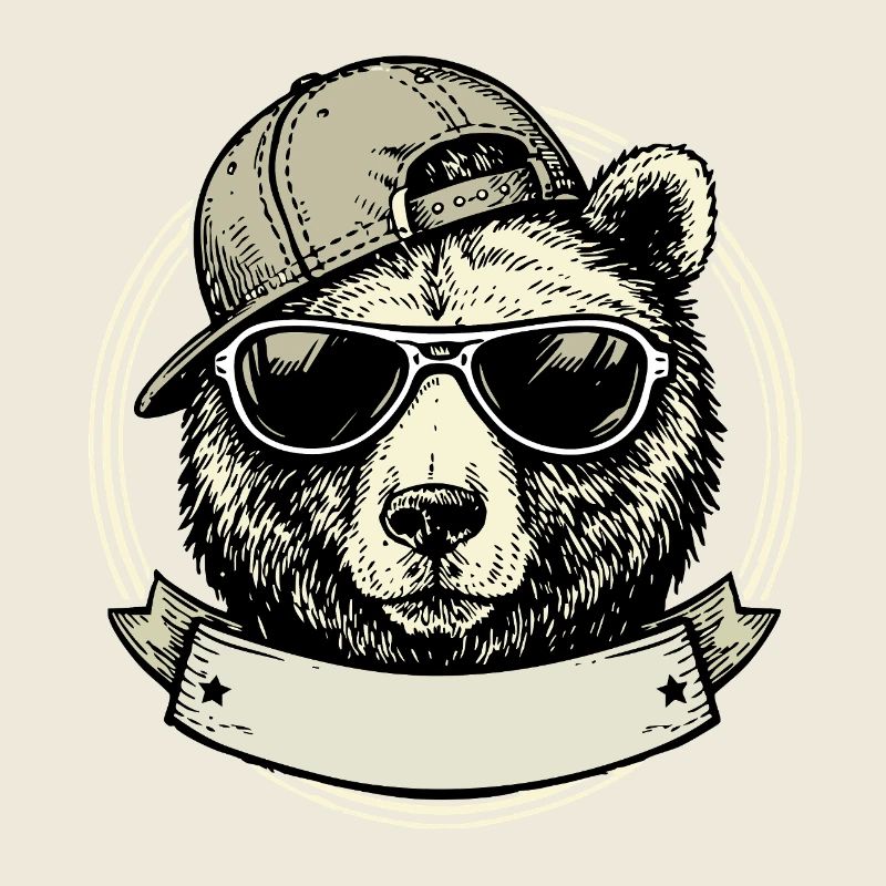 Bär mit Retro-Sonnenbrille