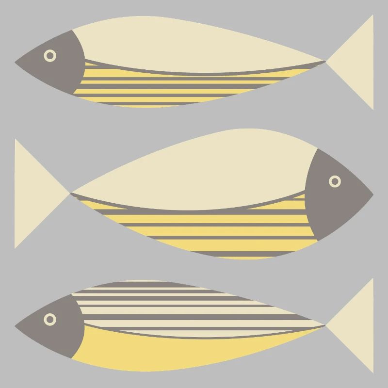 Illustrierter Grafikfisch Gelb-Grau