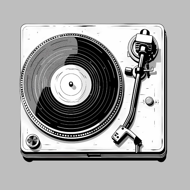 Platine vinyle rétro noir blanc