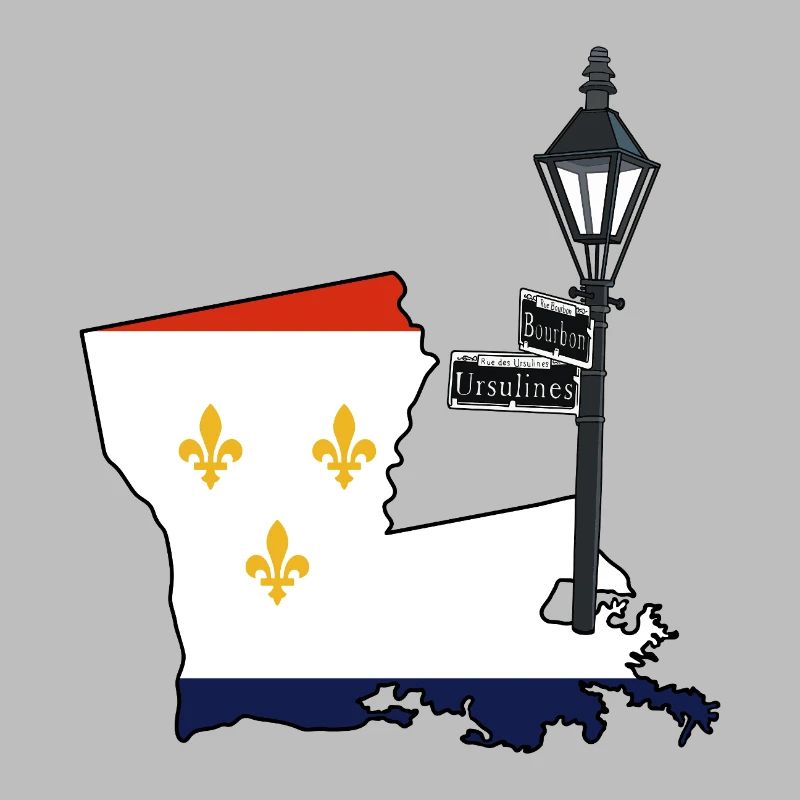 New Orleans Cool Map USA Mardi Gras