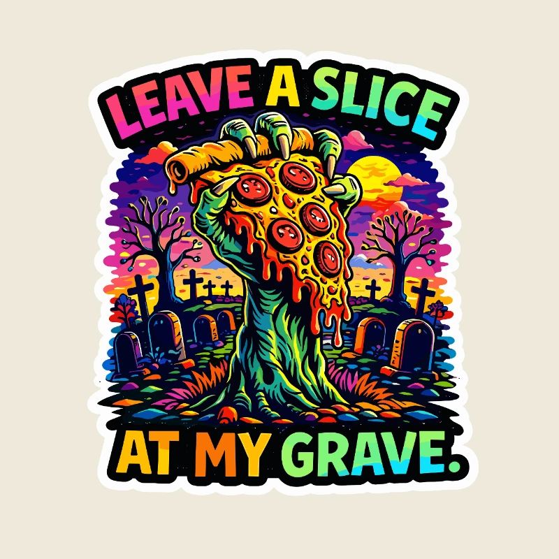 Zombie Stück Pizza am Grab 
