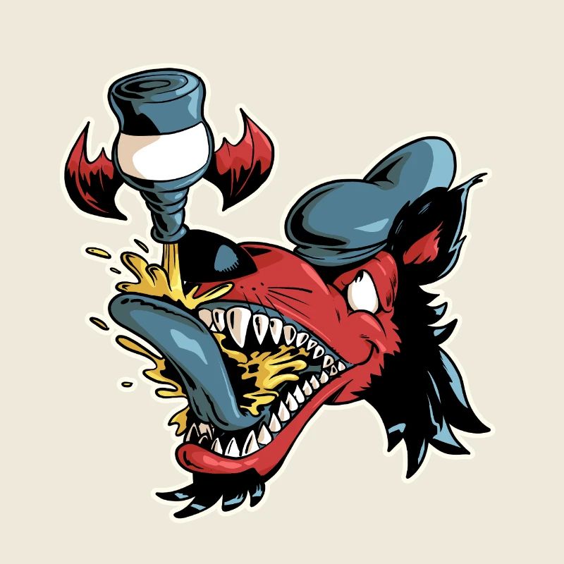 Loup et bière volante