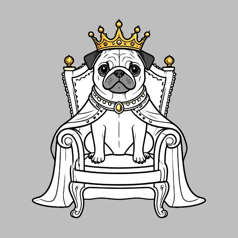 Royal Pug on Throne