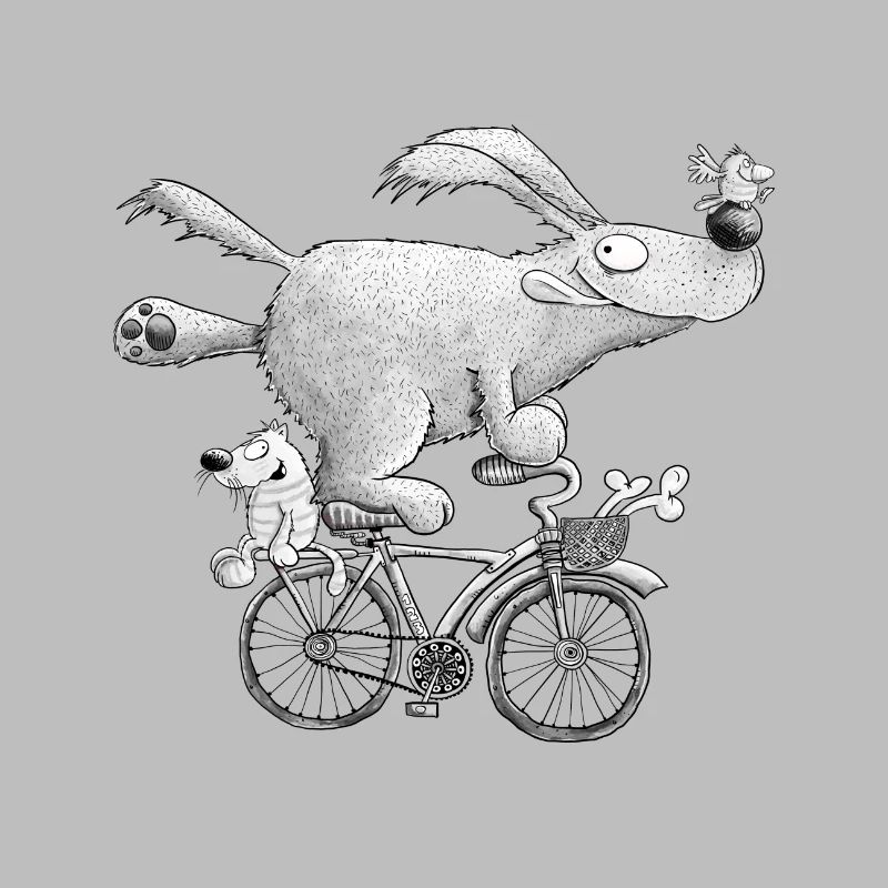 Drolliger Hund Auf Fahrrad Comic Radfahrer