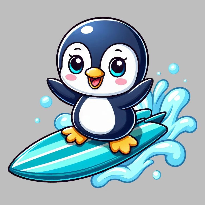 Süßer Pinguin Surfer Kawaii Surfbrett Sommer