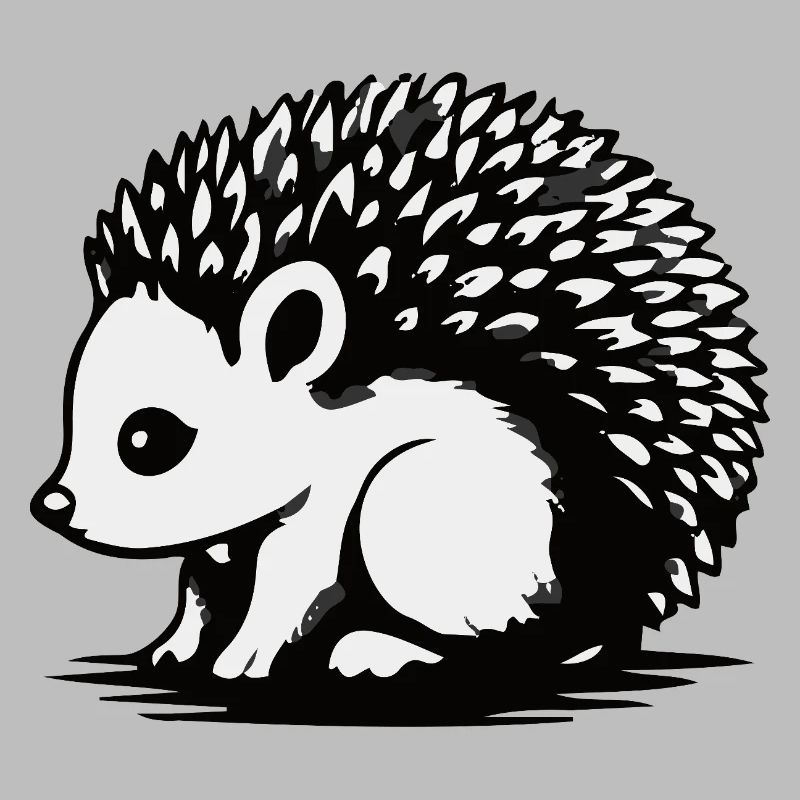 Monochrome Hedgehog Silhouette