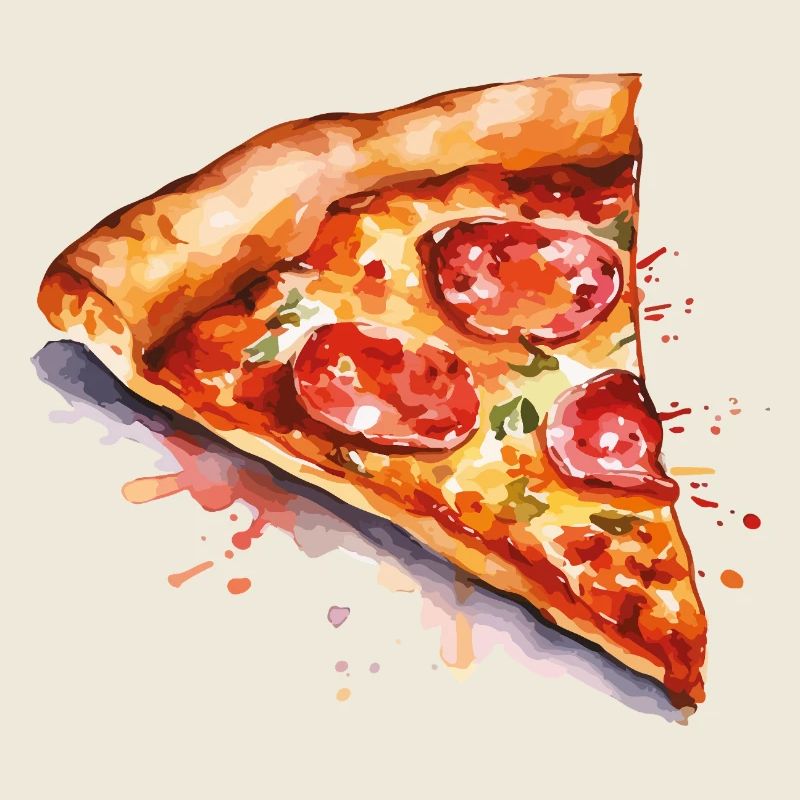 Tranche de pizza aquarelle