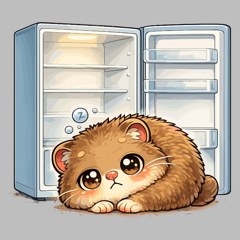 Petit chat devant un réfrigérateur ouvert