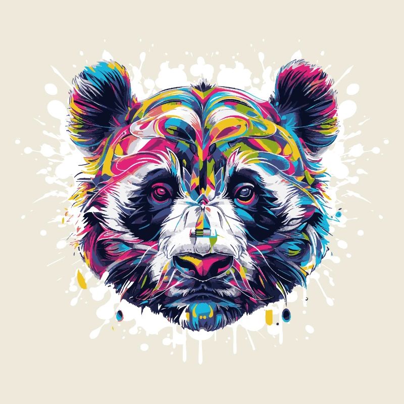 Bunter Panda Kopf Farbexplosion