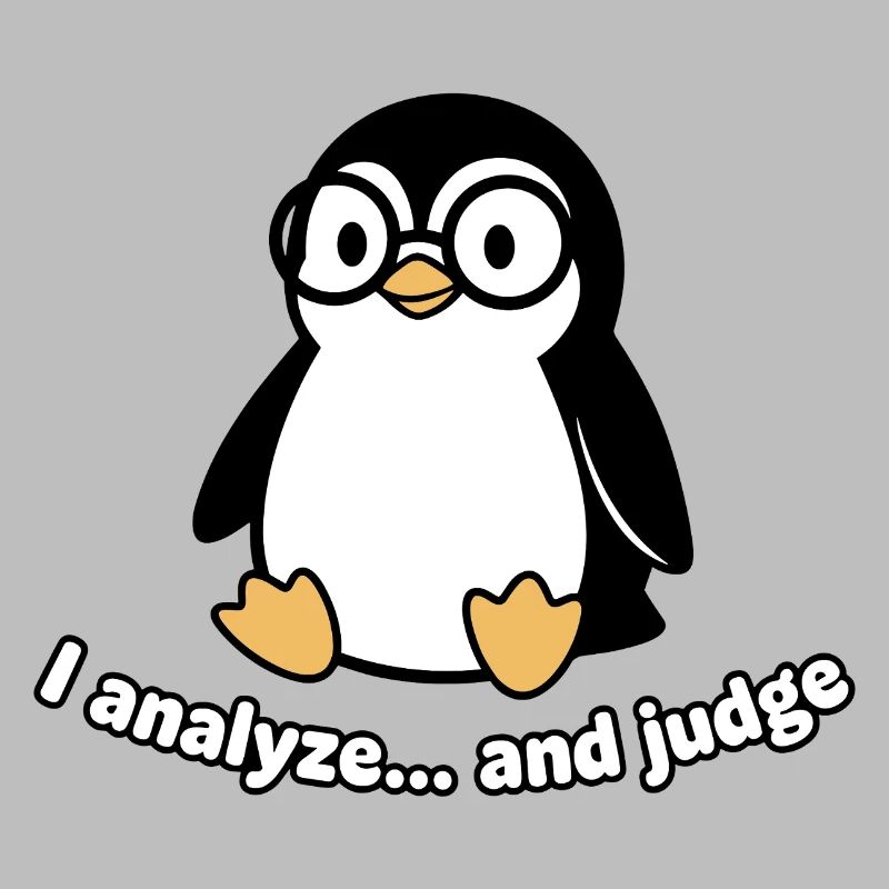 Penguin Thinker with Glasses