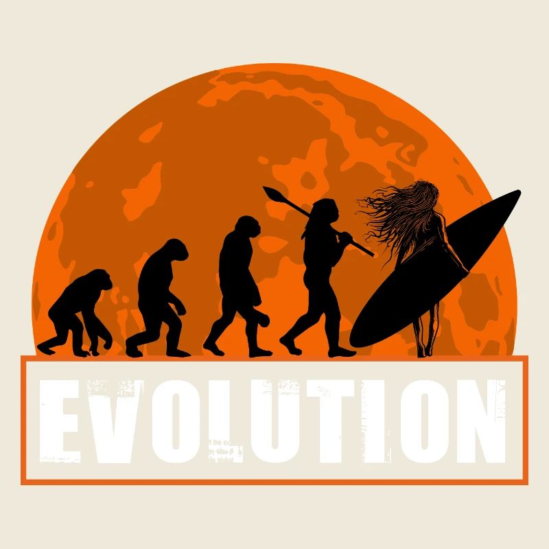 Evolution of Surfing Vintage Sunset Silhouette