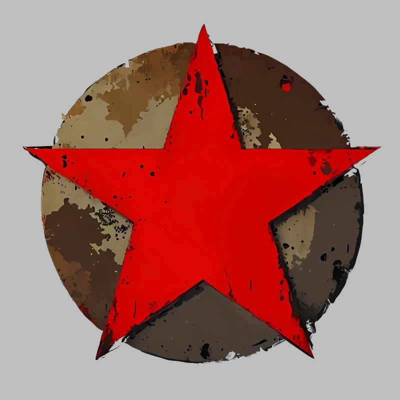 Star circle rusty vintage red