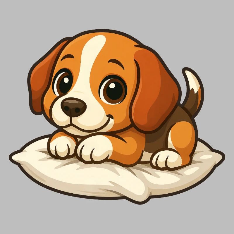 Mignon Beagle Dessin animé Couché Câlin relaxant