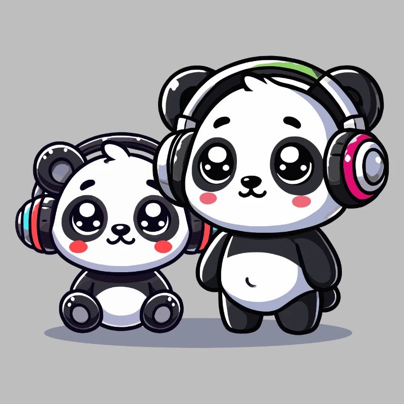 Motif mignon de casque panda