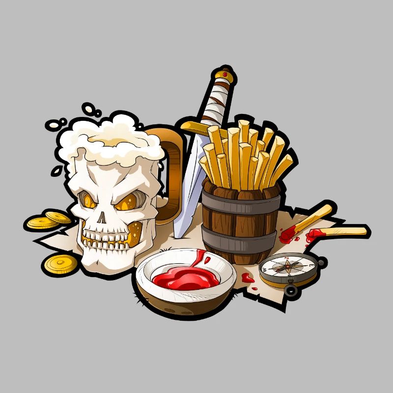 Chope de bière Skull et chips de pirate