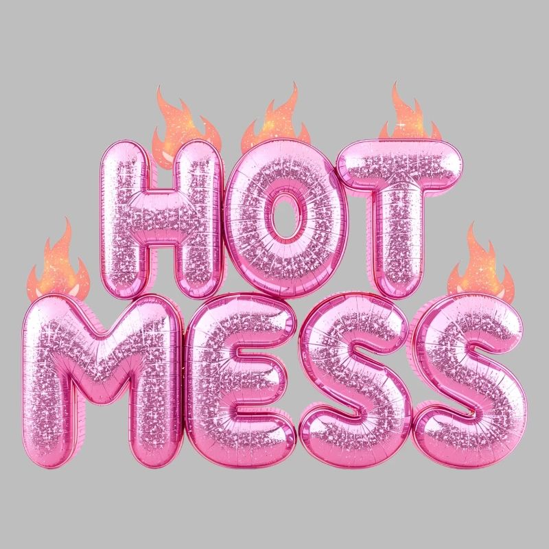 Hot Mess Pink 3D Bubble Typografie