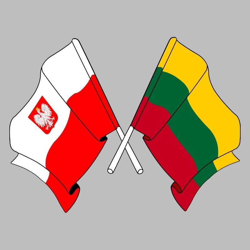Drapeau de la Pologne et drapeau de la Lituanie