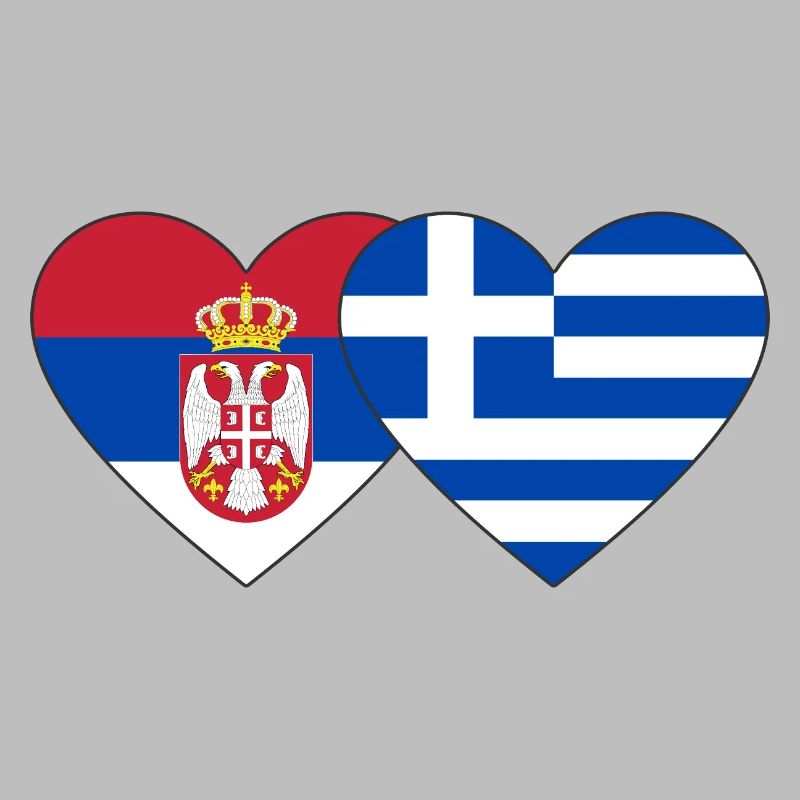 Serbie Grèce Drapeau Coeur