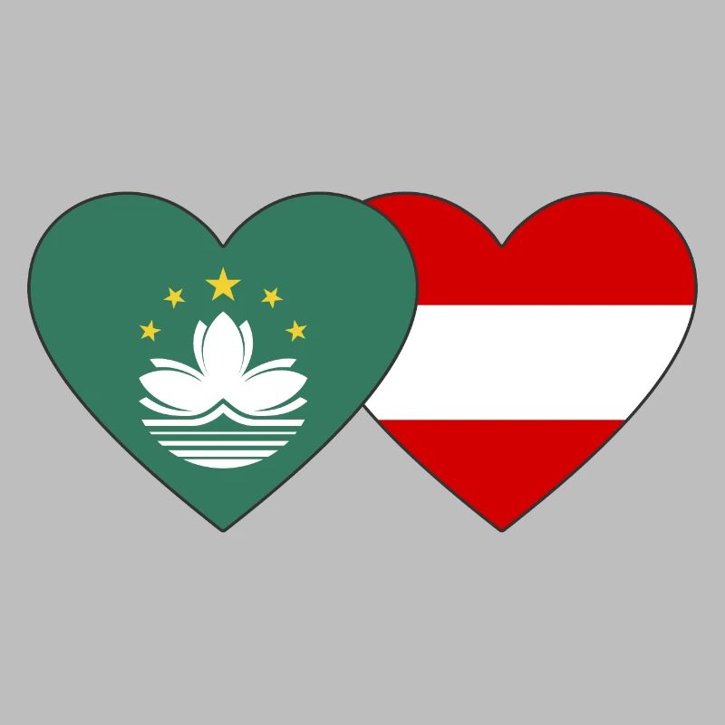 Cœur de drapeau de Macao Autriche