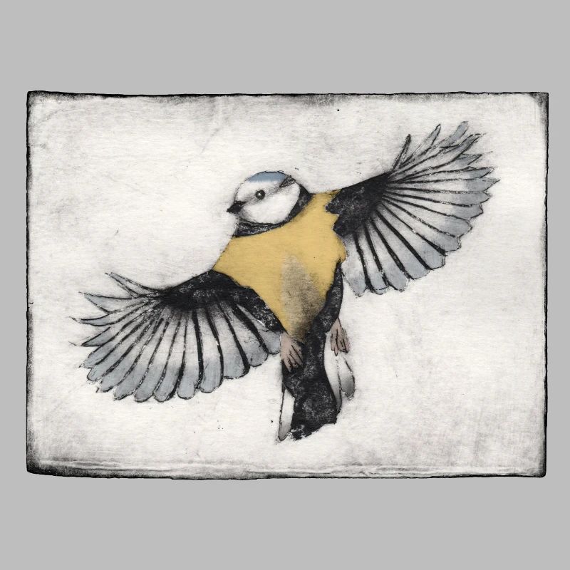 Oiseau en vol - Gravé à la main imprimable