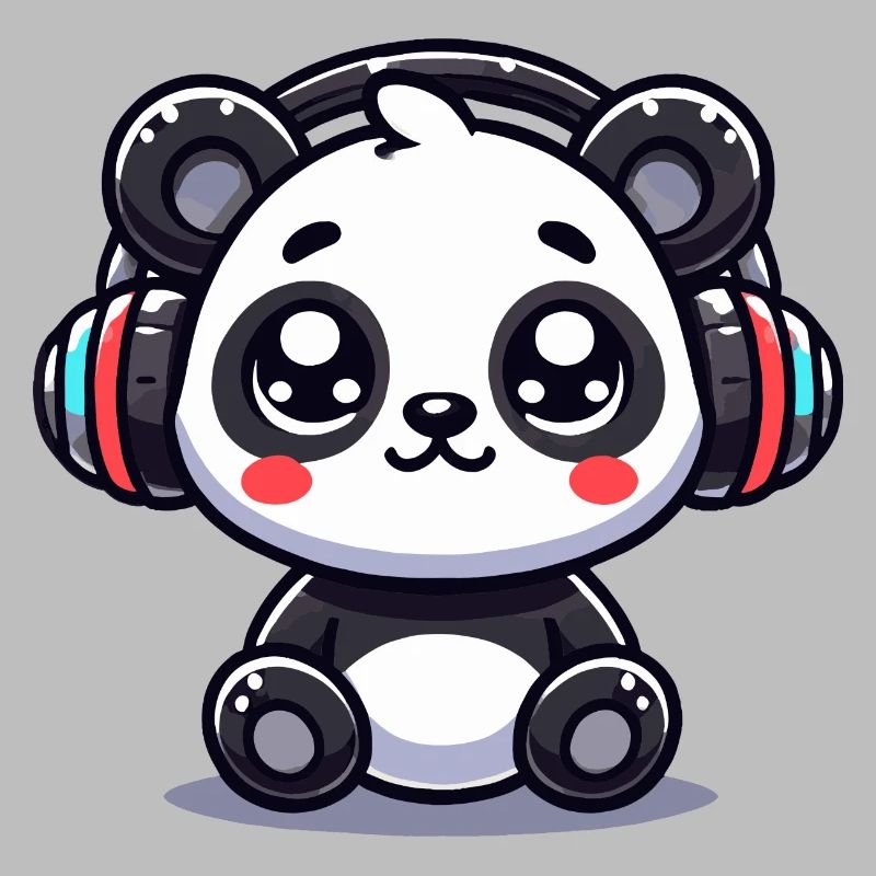 Motif mignon de casque panda