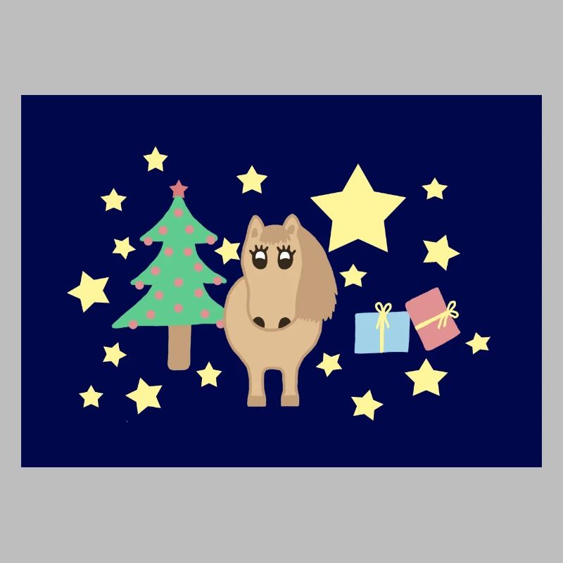 Cheval poney noël bleu
