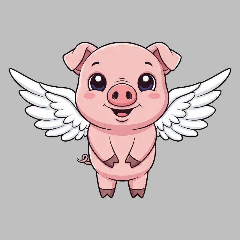 Mignon cochon dessin animé ange avec des ailes Ferme