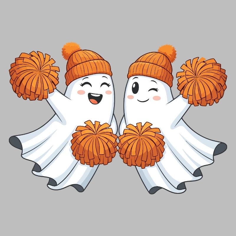 Fantômes mignons avec des pompons