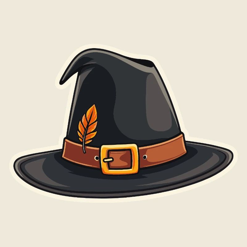 Feathered Witch Hat Cartoon
