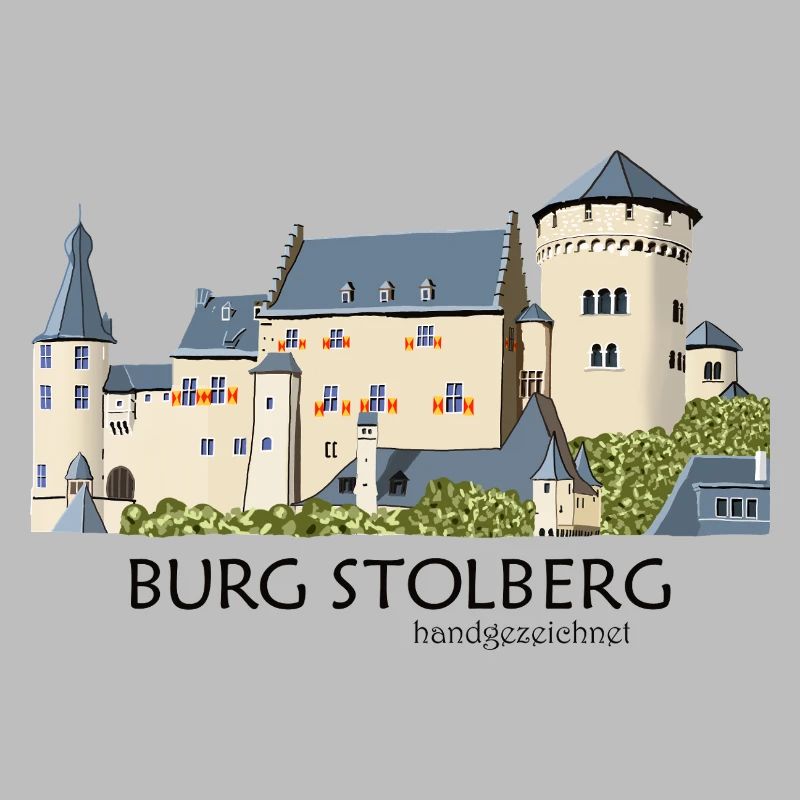 Stolberg Castle, Eifel, Middle Ages Hand Drawing