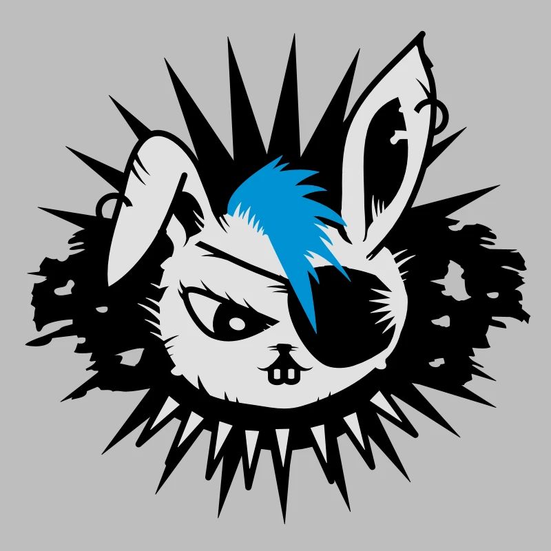 rabbit with an eye patch and a mohawk