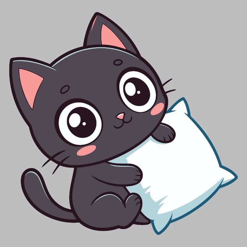 Black Kitten Cuddle and Pillow