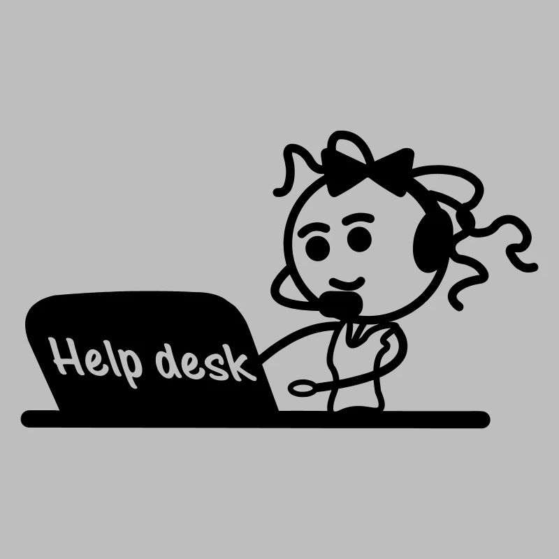 Help desk secretary with microphone and headset