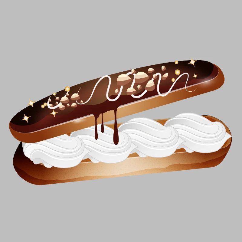 Illustration eines gefüllten Eclairs mit Sahne