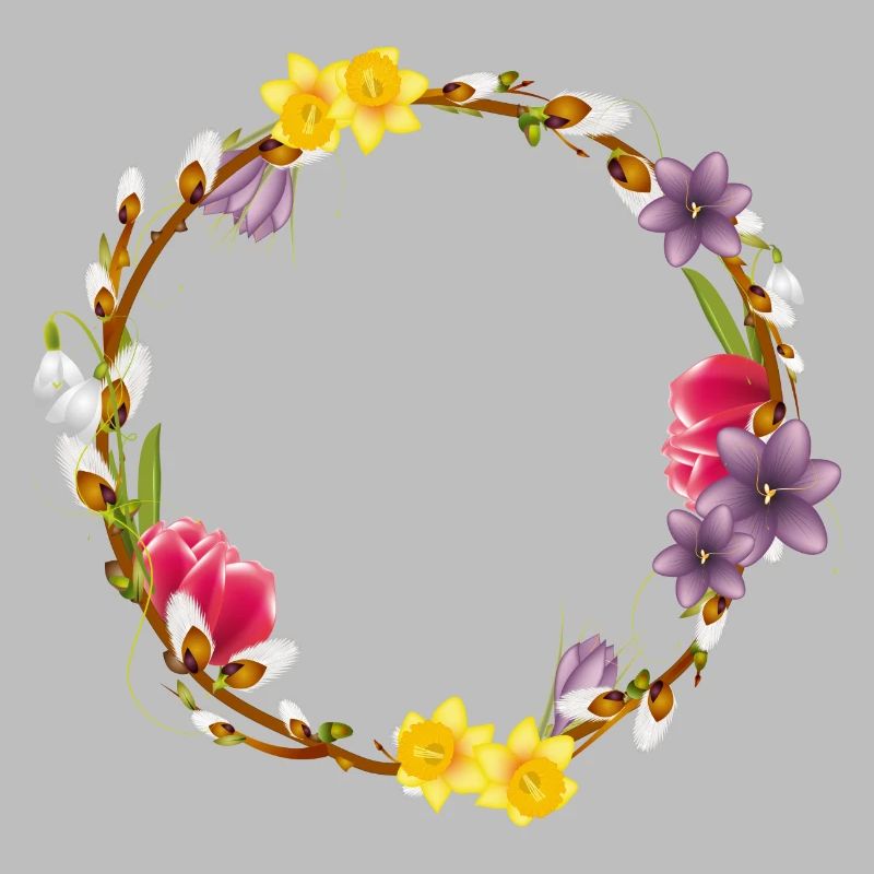 Couronne printanière de chatons et de fleurs de saule