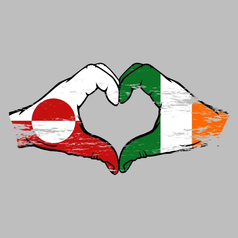 Drapeau du Groenland Irlande Mains Forme de cœur utilisé