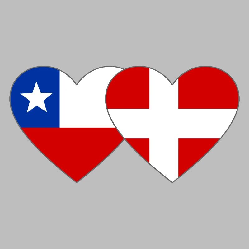 Chile Dänemark Flagge Herz