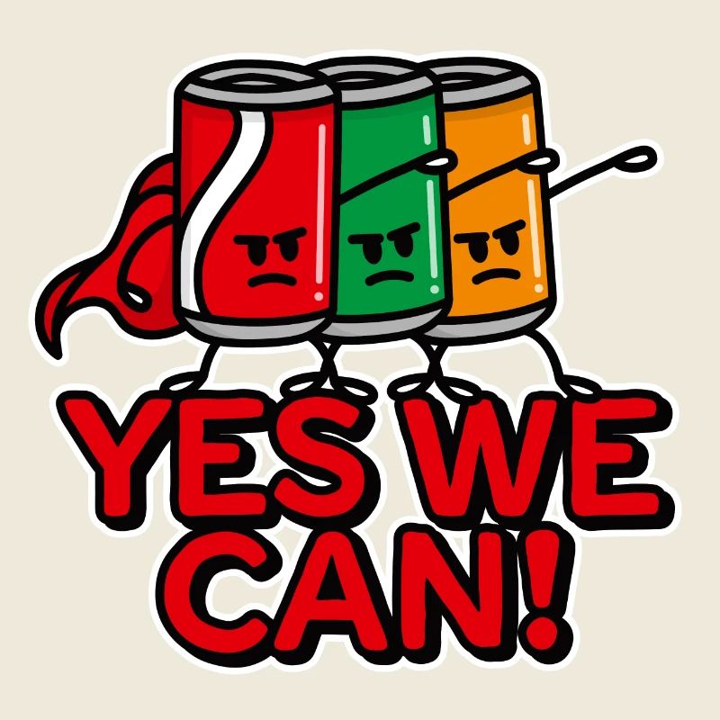 Yes we can, Soda cans superhero, Team Building pun