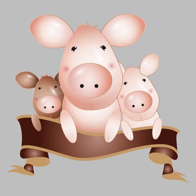 Trois cochons mignons enchanteurs avec bannière