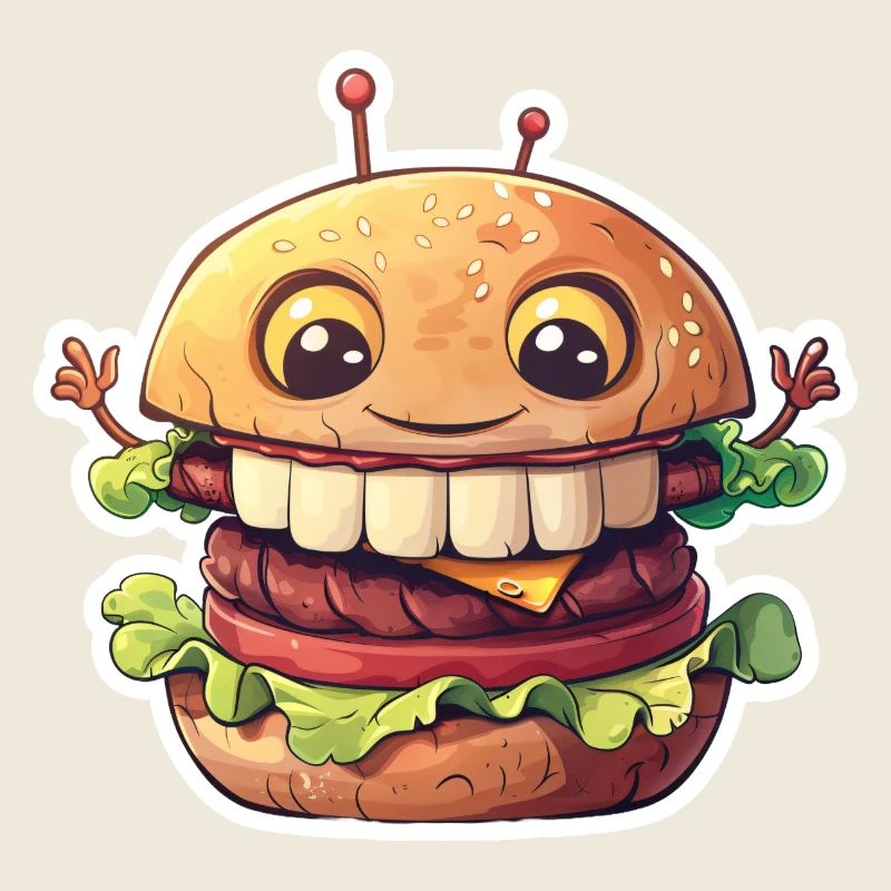 Cute hamburger with teeth – Cartoon Burger
