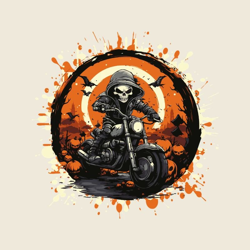 Squelette motard dans l’anneau d’Halloween