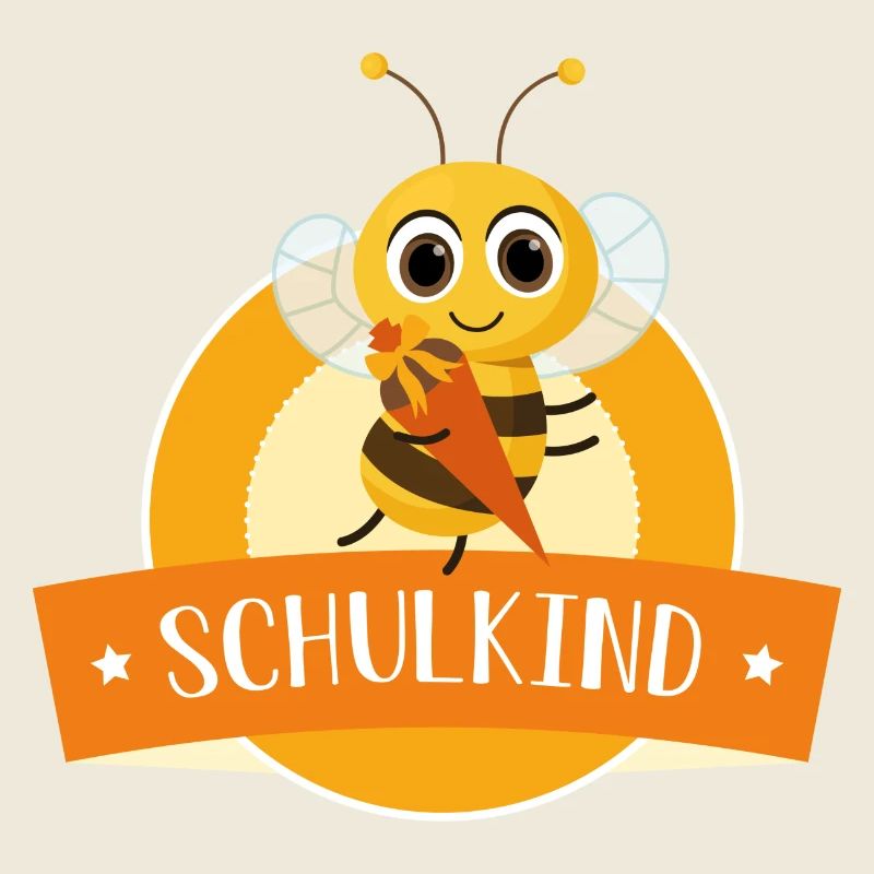 Schulkind fleißige Biene mit Zuckertüte (orange)