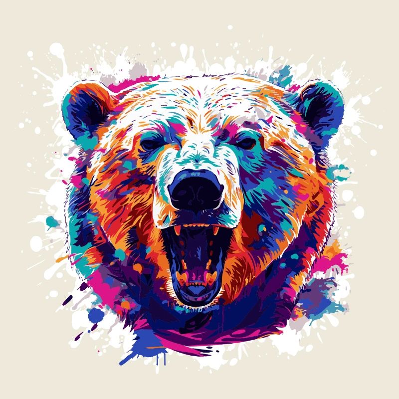 Colorful Bear Head PopArt