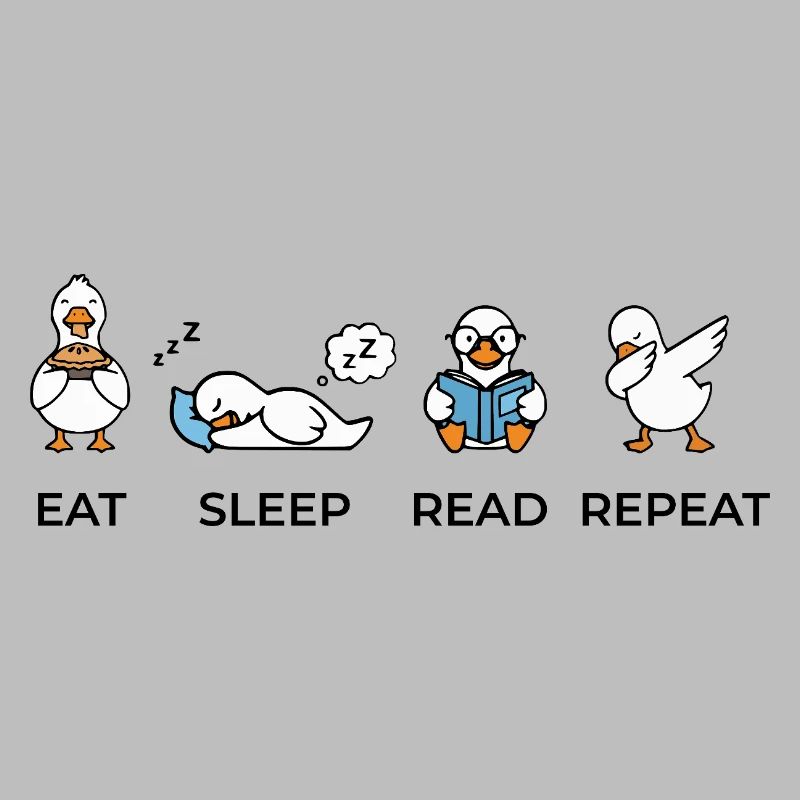 Eat Sleep Read Repeat – Lustiges Bücherwurm Gänse 
