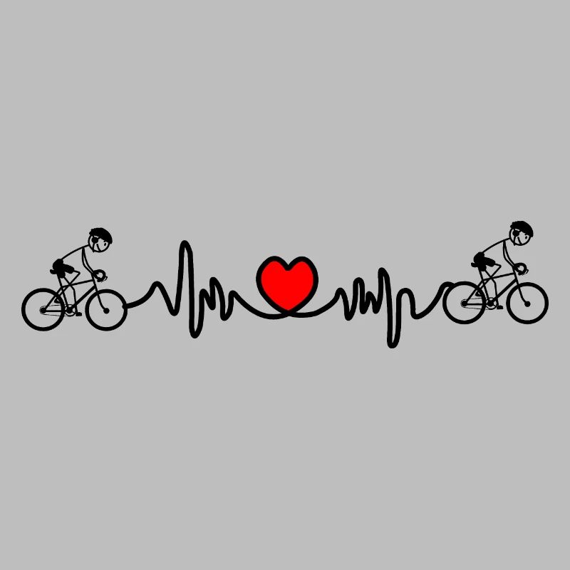 Cyclist with heart cardiogram