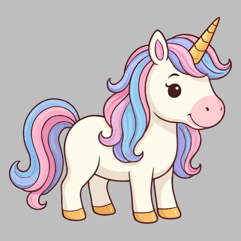 Pastellfarbenes Einhorn mit Regenbogenschopf