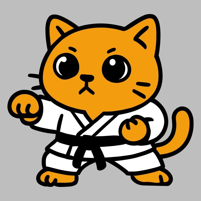 Combattant chat en costume de karaté