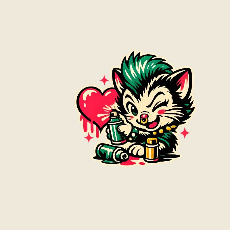 Kitten Graffiti with Heart